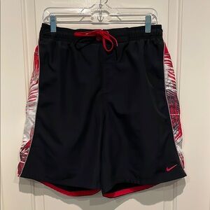 Nike Black Swim Shorts with Red and White Accents